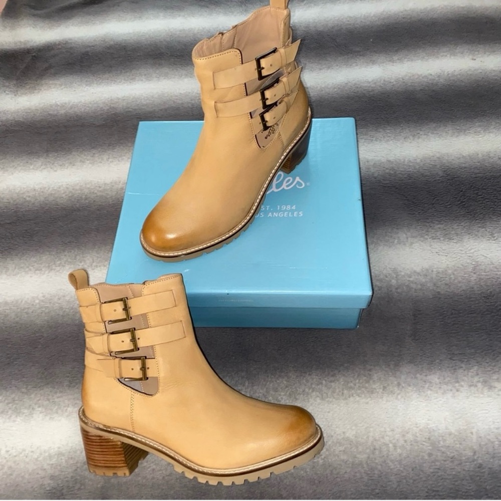 Seychelles Tan Leather Buckle Ankle Booties Women’s Size 10 New in Box - Picture 5 of 14
